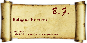 Behyna Ferenc névjegykártya